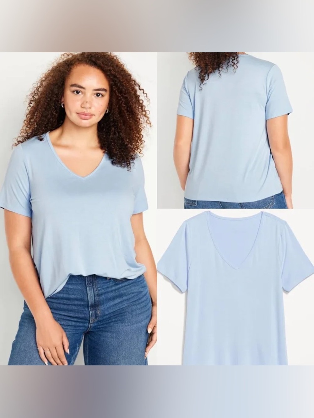 NWOT Old Navy Luxe V-Neck T-Shirt, Size XL (16/18), Cashmere Blue